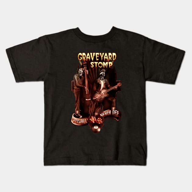 Rockabilly Graveyard Stomp Kids T-Shirt by hardtbonez